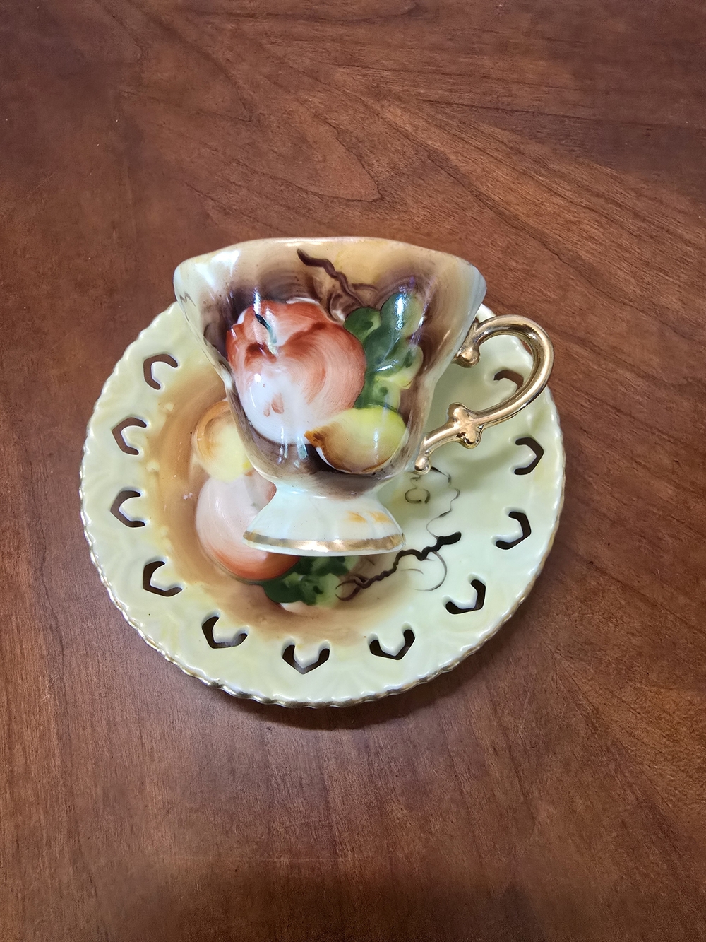 Vintage Enesco E1431 Hand-painted Teacup and Saucer